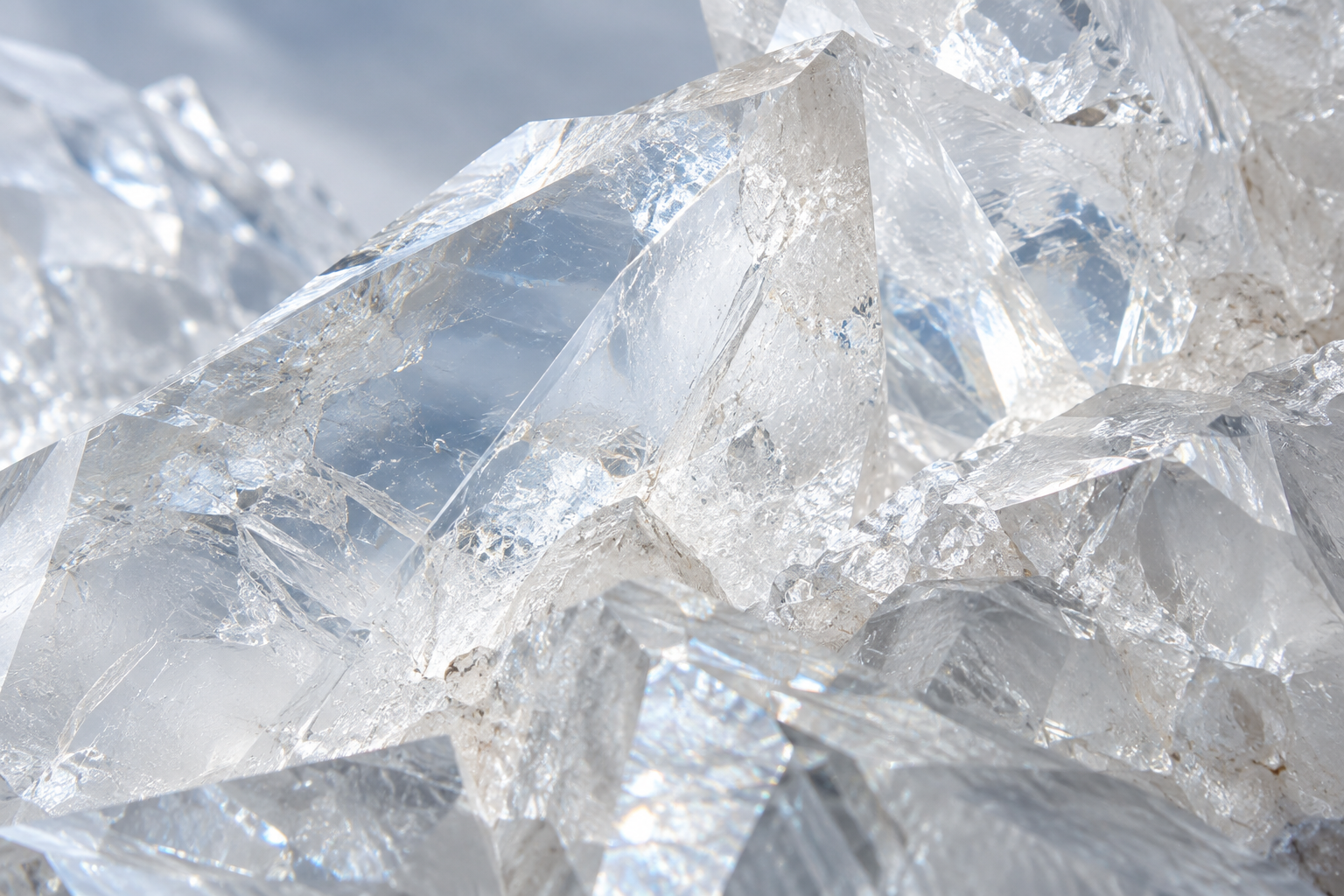 Light passing through translucent mineral crystal layers